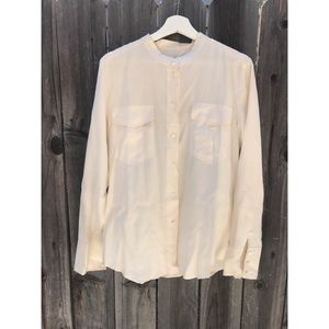 J-Crew Silk Cream Button Down Top, Size Medium